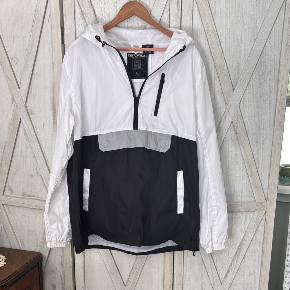 Distortion White and Black Windbreaker Jacket
